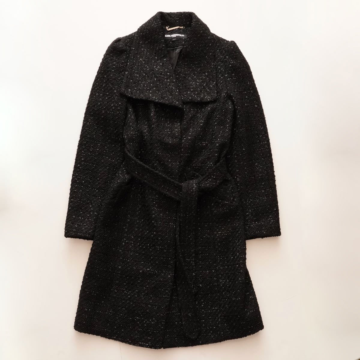 KARL LAGERFELD PARIS カールラガーフェルド ブラック ラメツイードコート BLACK TWEED COAT WOMEN