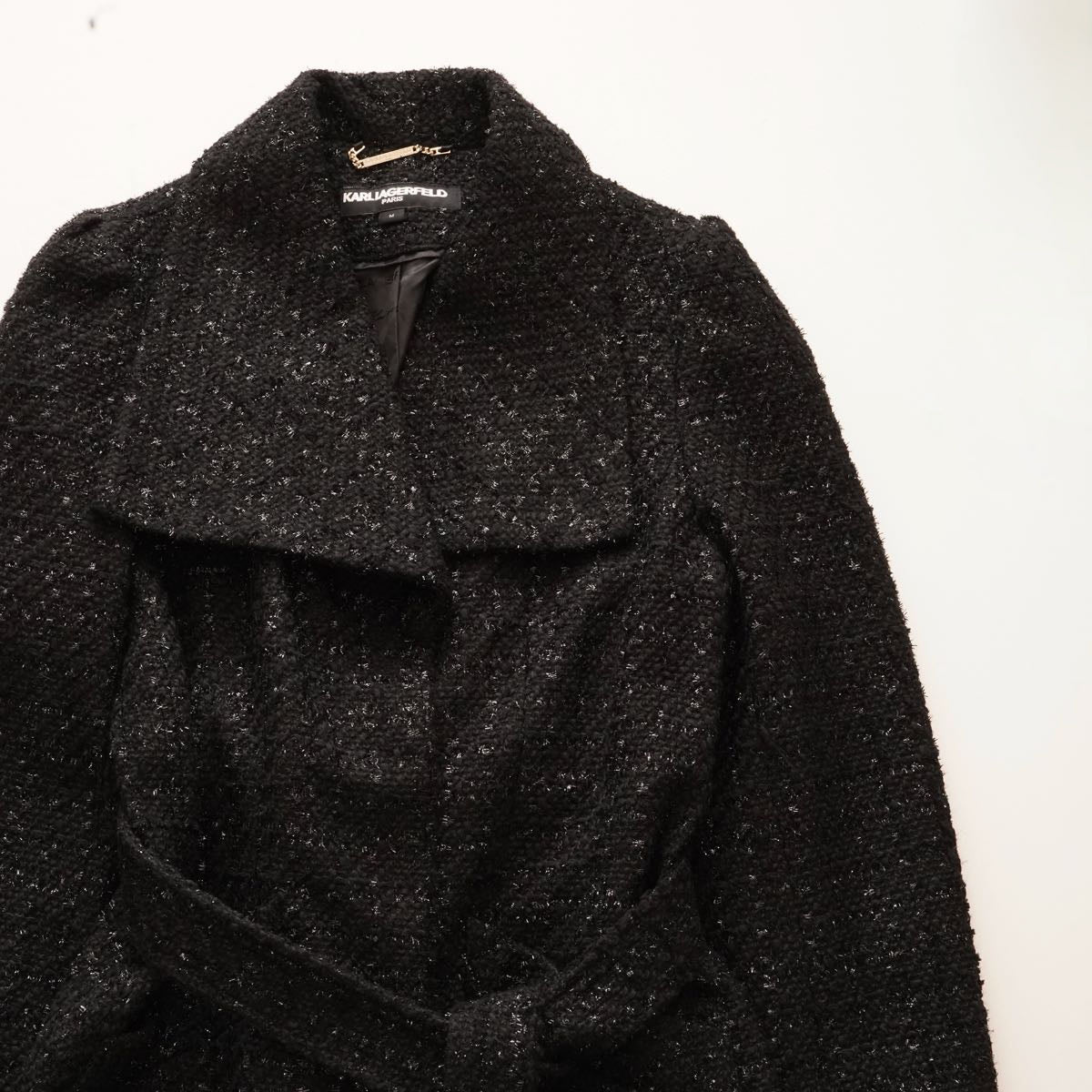 KARL LAGERFELD PARIS カールラガーフェルド ブラック ラメツイードコート BLACK TWEED COAT WOMEN