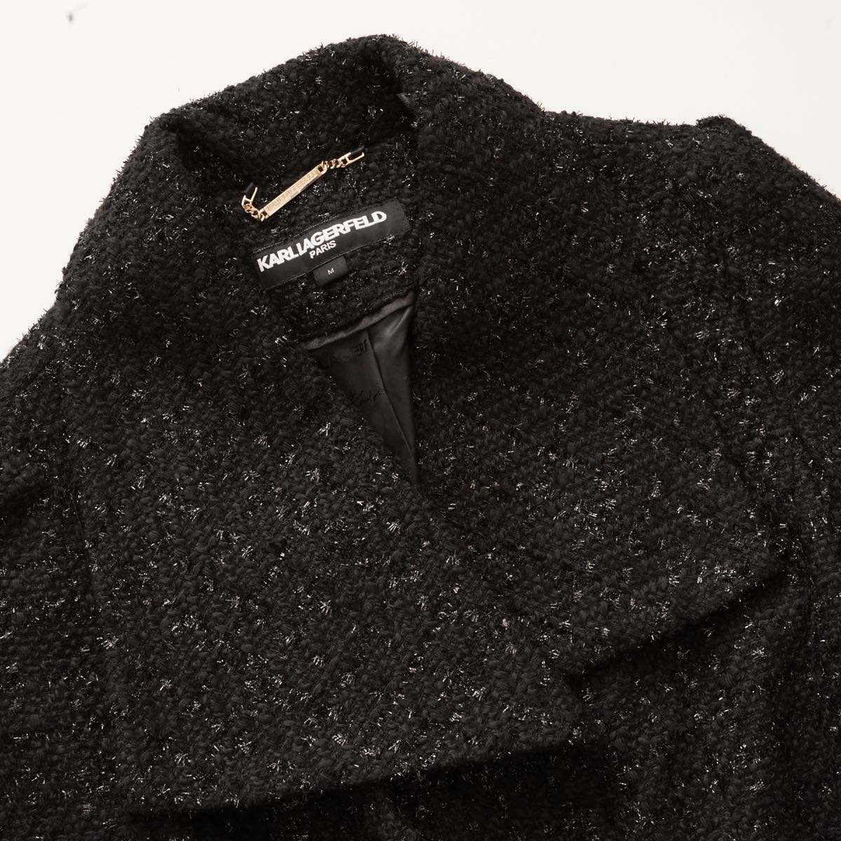 KARL LAGERFELD PARIS カールラガーフェルド ブラック ラメツイードコート BLACK TWEED COAT WOMEN