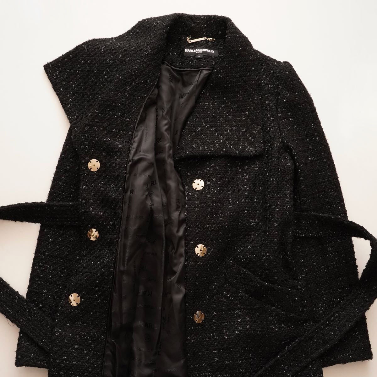 KARL LAGERFELD PARIS カールラガーフェルド ブラック ラメツイードコート BLACK TWEED COAT WOMEN
