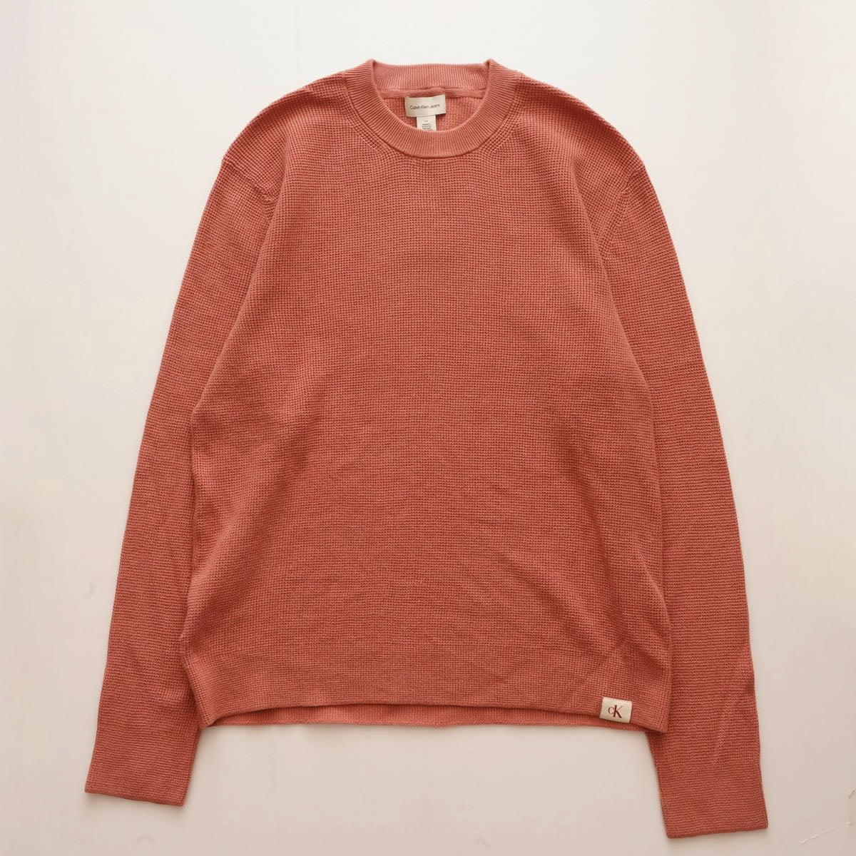 CK カルバンクライン ダスティピンク クルーネック ワッフルニット CALVIN KLEIN DUSTY PINK WAFFLE CREW-NECK SWEATER MENS