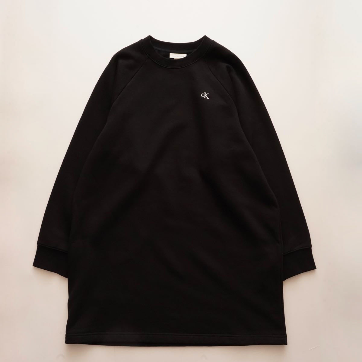 CK カルバンクラインジーンズ ブラック ロング丈 スウェット ワンピース ドレス CALVIN KLEIN JEANS BLACK LONG SWEAT SHIRT DRESS WOMENS
