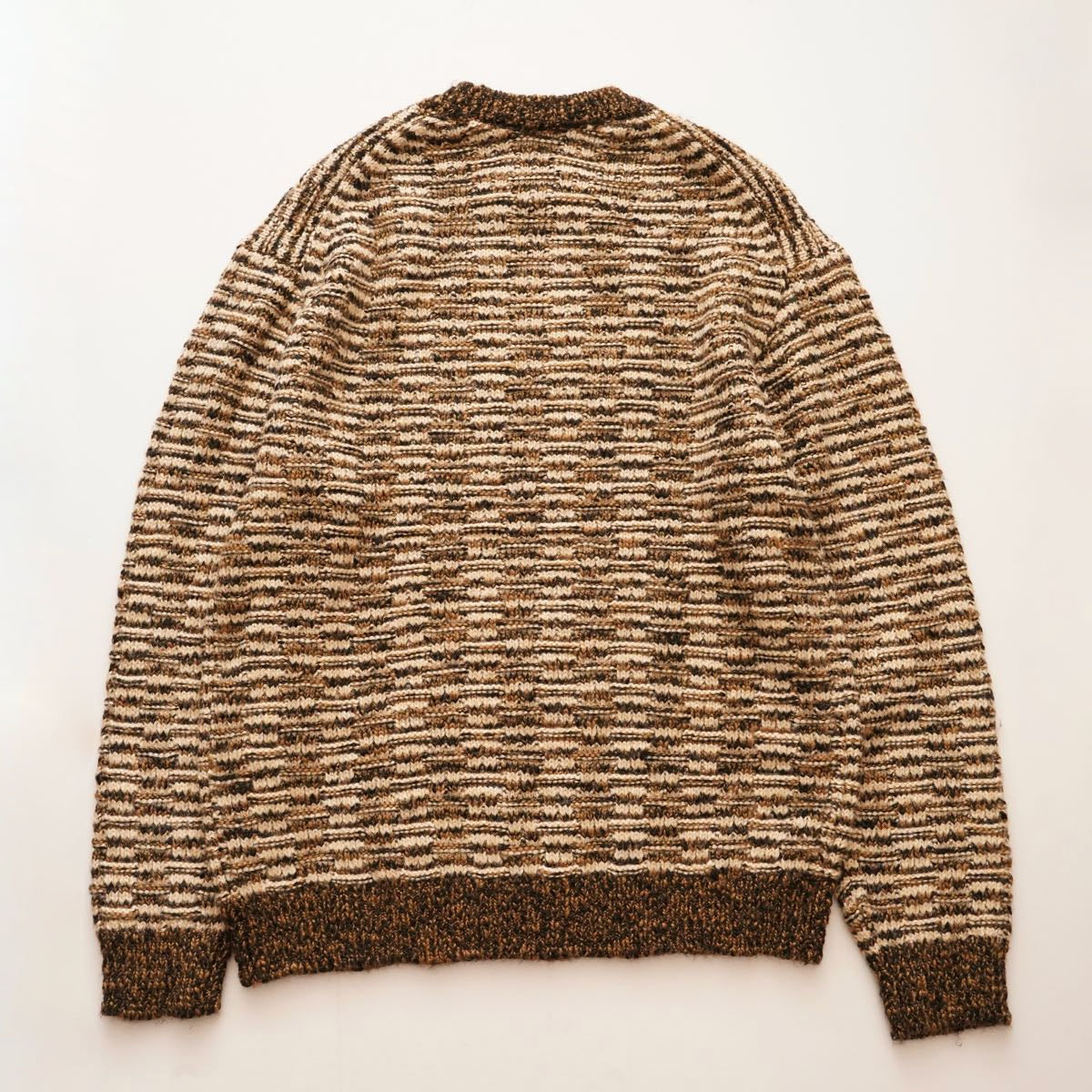 KARL LAGERFELD PARIS カールラガーフェルド パリ ベージュ×ブラウン系  ミックスニット セーター BEIGE BROWN MIX KNIT SWEATER MEN