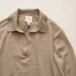 画像をギャラリービューアに読み込む, CK カルバンクライン グレー 長袖 スキッパーポロニット CALVIN KLEIN GRAY LONG-SLEEVE POLO SWEATER WOMENS
