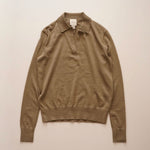 画像をギャラリービューアに読み込む, CK カルバンクライン カーキ 長袖 スキッパーポロニット CALVIN KLEIN KHAKI LONG-SLEEVE POLO SWEATER WOMENS
