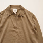 画像をギャラリービューアに読み込む, CK カルバンクライン カーキ 長袖 スキッパーポロニット CALVIN KLEIN KHAKI LONG-SLEEVE POLO SWEATER WOMENS
