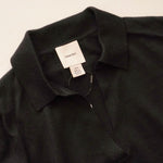画像をギャラリービューアに読み込む, CK カルバンクライン ブラック 長袖 スキッパーポロニット CALVIN KLEIN BLACK LONG-SLEEVE POLO SWEATER WOMENS
