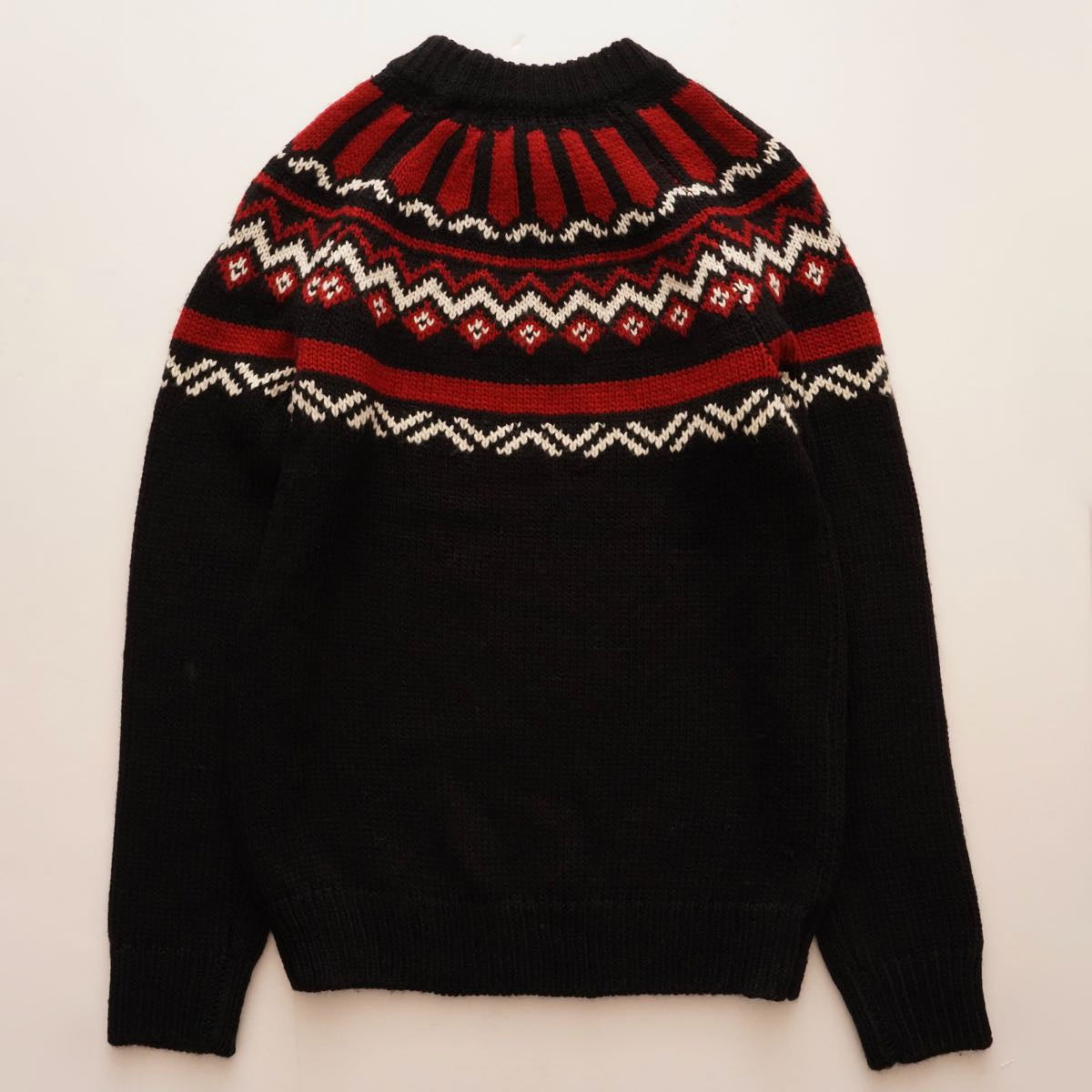 KARL LAGERFELD PARIS カールラガーフェルド パリ ブラック×レッド系  ノルディックニット セーター BLACK RED NORDIC KNIT SWEATER MEN