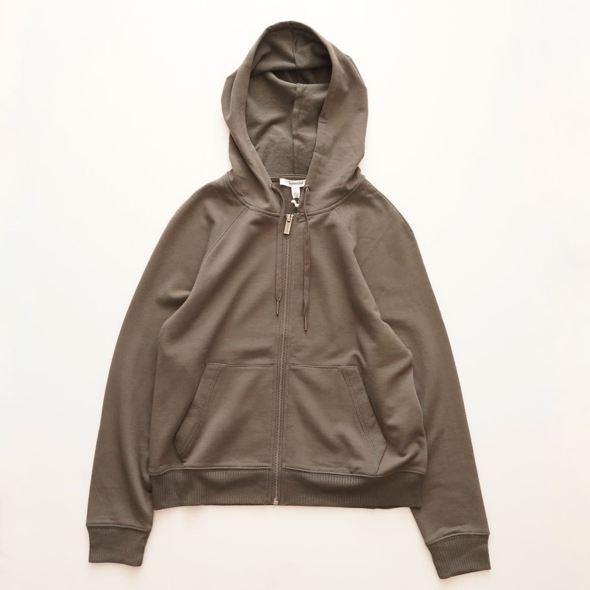 スプレンディッド チャコールグレー 裏毛 パーカー ジップアップフーディ SPLENDID C.GRAY HOODIE WOMENS