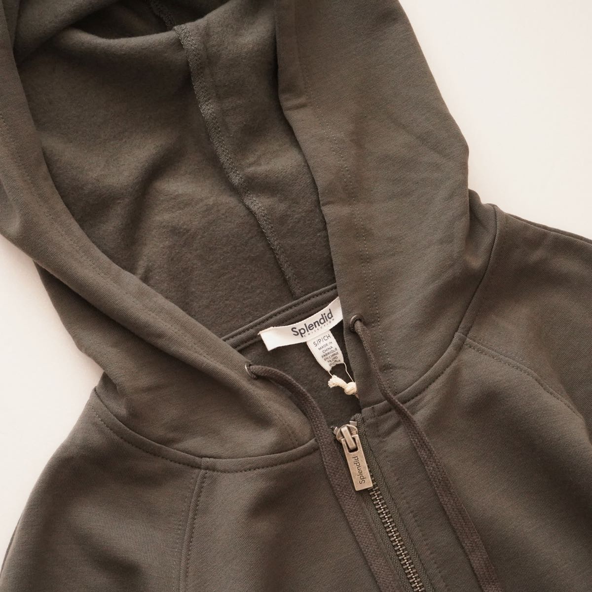 スプレンディッド チャコールグレー 裏毛 パーカー ジップアップフーディ SPLENDID C.GRAY HOODIE WOMENS