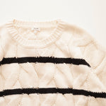 画像をギャラリービューアに読み込む, スプレンディッド  オフホワイト×ブラック ケーブルボーダーニット SPLENDID @CELLAJANEBLOG OFF BLACK STRIPED CABLE SWEATER WOMENS
