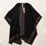 画像をギャラリービューアに読み込む, CK カルバンクライン ブラック×グレー ケープコート スカーフ ショール CALVIN KLEIN BLACK GRAY CAPE COAT SHAWL WOMENS
