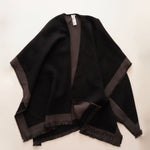 画像をギャラリービューアに読み込む, CK カルバンクライン ブラック×グレー ケープコート スカーフ ショール CALVIN KLEIN BLACK GRAY CAPE COAT SHAWL WOMENS
