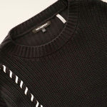 画像をギャラリービューアに読み込む, KARL LAGERFELD PARIS カールラガーフェルド パリ ブラック コットン ニット セーター BLACK COTTON KNIT SWEATER MEN
