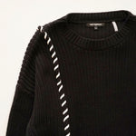 画像をギャラリービューアに読み込む, KARL LAGERFELD PARIS カールラガーフェルド パリ ブラック コットン ニット セーター BLACK COTTON KNIT SWEATER MEN
