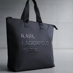 画像をギャラリービューアに読み込む, KARL LAGERFELD PARIS カールラガーフェルド ブラック トラベルトートバッグ BLACK TRAVEL TOTE-BAG
