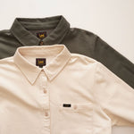 画像をギャラリービューアに読み込む, Lee®︎ リー オリーブグレー クロップド 天竺シャツ OLIVE GRAY CROPPED KNIT SHIRT WOMEN
