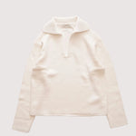 画像をギャラリービューアに読み込む, ヴィンス ホワイト コットンニット スキッパーポロ VINCE WHITE COTTON KNIT POLO SWEATER WOMEN
