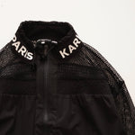画像をギャラリービューアに読み込む, KARL LAGERFELD PARIS カールラガーフェルド パリ ブラック メッシュジップアップブルゾン ボンバージャケット BLACK MESH ZIP-UP BLOUSON BOMBER JACKET WOMEN
