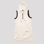 画像をギャラリービューアに読み込む, KARL LAGERFELD PARIS カールラガーフェルド パリ ホワイト×ブラック サイドメッシュ フード付き ハーフジップワンピース WHITE× BLACK SIDE MESH HALF ZIP DRESS WOMEN
