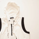 画像をギャラリービューアに読み込む, KARL LAGERFELD PARIS カールラガーフェルド パリ ホワイト×ブラック サイドメッシュ フード付き ハーフジップワンピース WHITE× BLACK SIDE MESH HALF ZIP DRESS WOMEN
