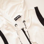 画像をギャラリービューアに読み込む, KARL LAGERFELD PARIS カールラガーフェルド パリ ホワイト×ブラック サイドメッシュ フード付き ハーフジップワンピース WHITE× BLACK SIDE MESH HALF ZIP DRESS WOMEN
