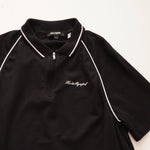 画像をギャラリービューアに読み込む, KARL LAGERFELD PARIS カールラガーフェルド パリ ブラック 1/4ジップ ポロトップ BLACK QUARTER-ZIP POLO TOP MEN
