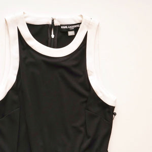 KARL LAGERFELD カールラガーフェルド　タンクトップ　ブラック　38 KARL LAGERFELD PARIS カールラガーフェルド バイカラー プリーツ
