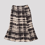 画像をギャラリービューアに読み込む, CK カルバンクライン ブラックネイビー柄 プリント フレアスカート CALVIN KLEIN NAVY PRINTED FLARED SKIRT WOMENS
