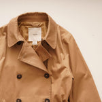 画像をギャラリービューアに読み込む, CK カルバンクライン カーキベージュ ショートトレンチコート CALVIN KLEIN KHAKI-BEIGE SHORT TRENCH COAT WOMENS
