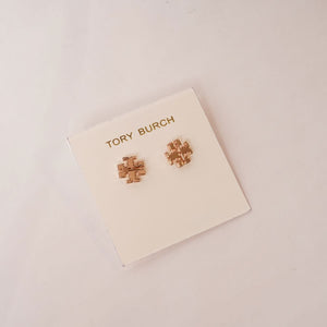 TORY BURCH トリーバーチ ローズゴールド スモールロゴスタッズ ピアス ROSE GOLD SMALL LOGO STUD PIERCED EARRINGS