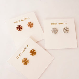 TORY BURCH トリーバーチ ローズゴールド スモールロゴスタッズ ピアス ROSE GOLD SMALL LOGO STUD PIERCED EARRINGS