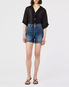 ラグアンドボーン ハイライズ インディゴ デニムショーティ ショーツ RAG&BONE INDIGO HIGH-RISE DENIM 「Maya」SHORTY SHORT WOMEN