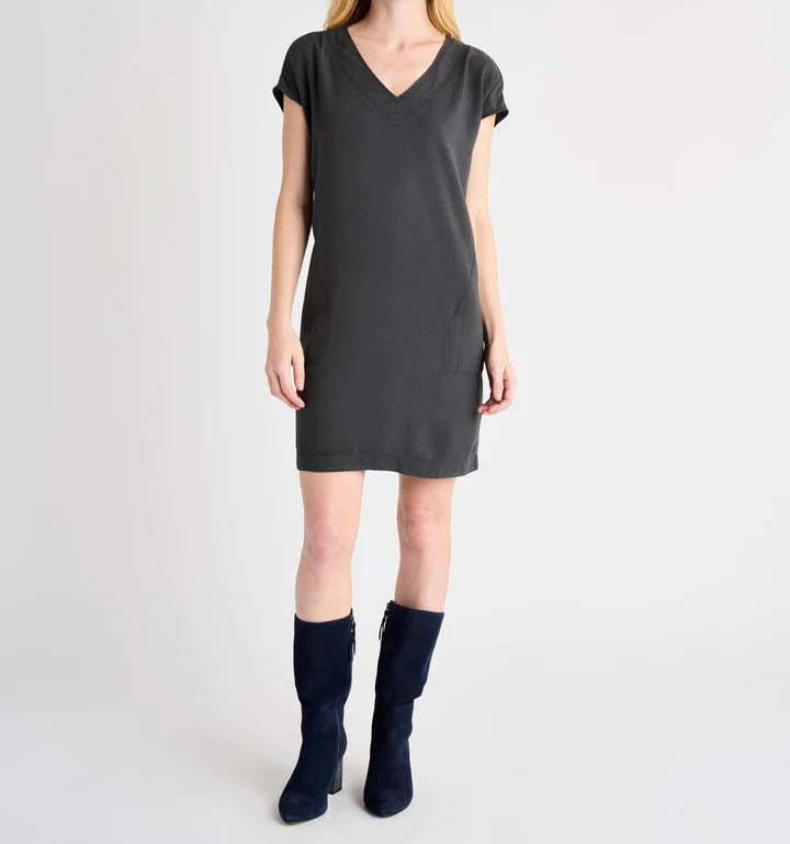 スプレンディッド ブラック 炭黒 Vネック ワンピース SPLENDID BLACK V-NECK ONE PIECE DRESS WOMENS