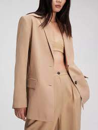 CK カルバンクライン カーキベージュ リラックスフィット ソフトツイル テイラードジャケット CALVIN KLEIN KHAKI BEIGE RELAXED FIT TAILORED JACKET WOMENS