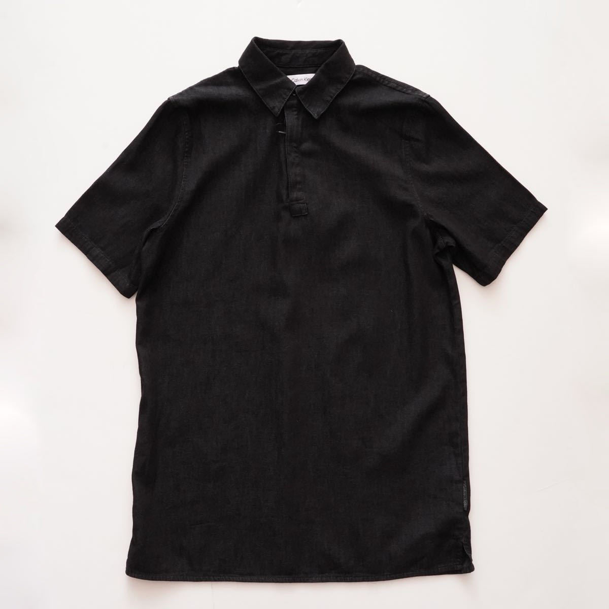 CK カルバンクライン ブラック デニム チュニック シャツワンピース ミニドレス CALVIN KLEIN BLACK DENIM TUNIC SHIRT DRESS WOMENS
