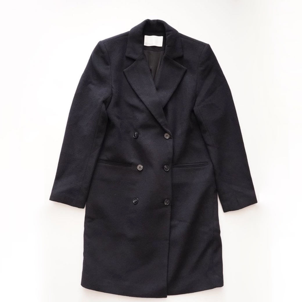 oak + fort オークアンドフォート ブラック Wボタン ウール混コート BLACK W BUTTON WOOL-MIX COAT WOMEN