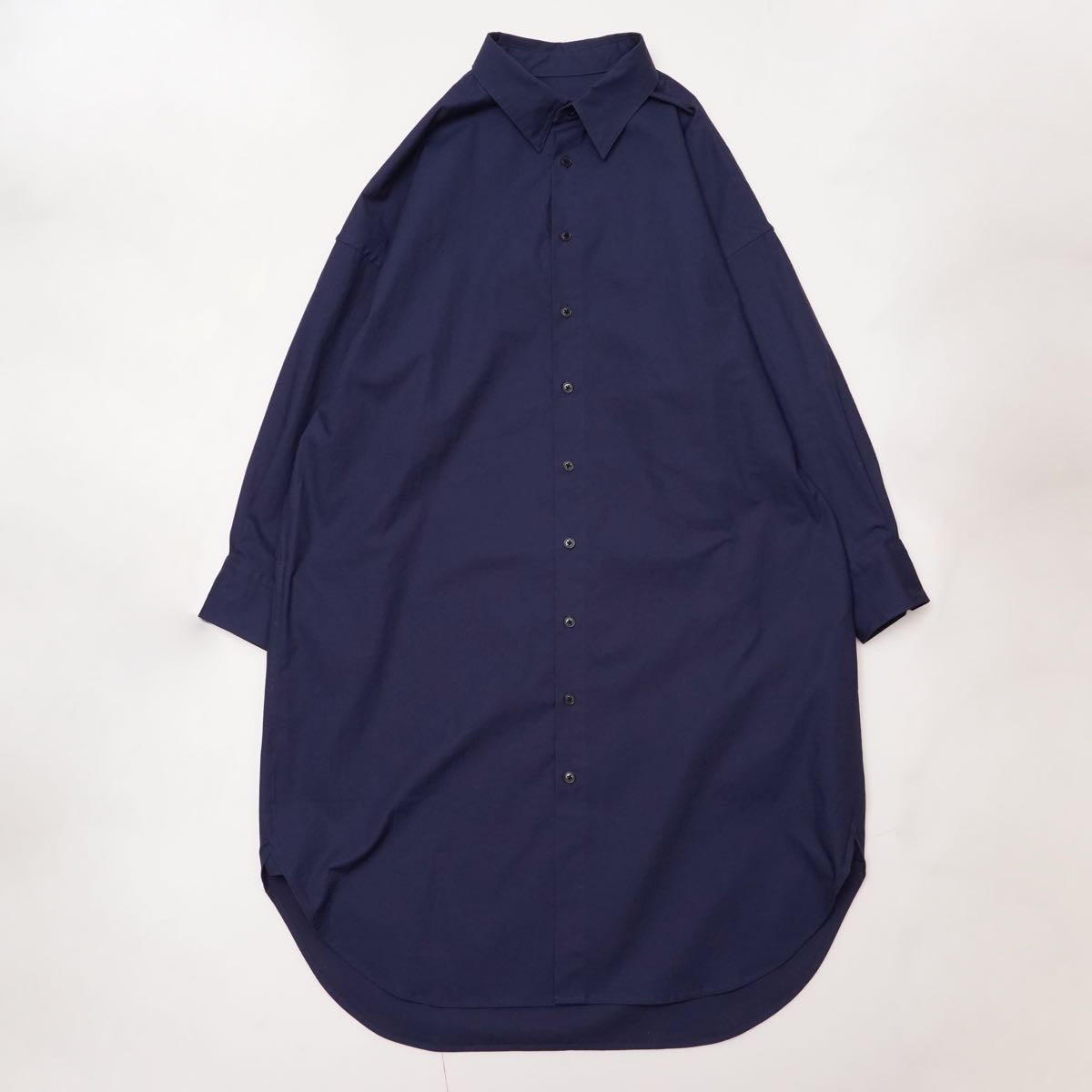 アドラーブル ネイビーブルー リップストップ ビッグシルエット ロング シャツワンピース ADOLUVLE ORIGINAL NAVY-BLUE RIP-STOP LONG SHIRT-DRESS