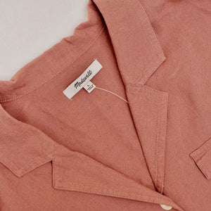 メイドウェル ピンク リネンブレンド キャンプシャツ MADEWELL PINK LINEN-BLEND CAMP SHIRT WOMENS