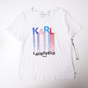 KARL LAGERFELD PARIS カールラガーフェルド ホワイト プリント Tシャツ WHITE PRINT TEE WOMEN