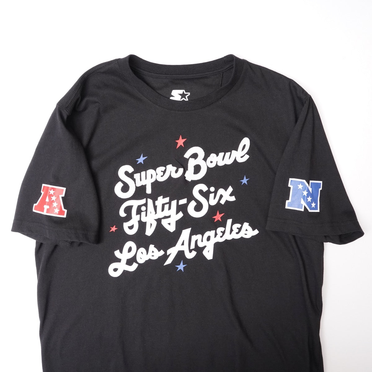 STARTER x MSX スターター ブラック ロサンゼルス Tシャツ MICHAEL STRAHAN SUPER BOWL 56 LOS ANGELES BLACK TEE