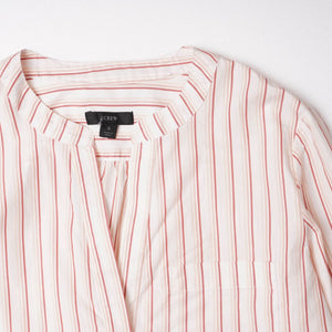 ジェイクルー ホワイト レッド ピンク ストライプ柄 シャツ スキッパーブラウス J.CREW WHITE RED PINK STRIPE SHIRTS WOMENS