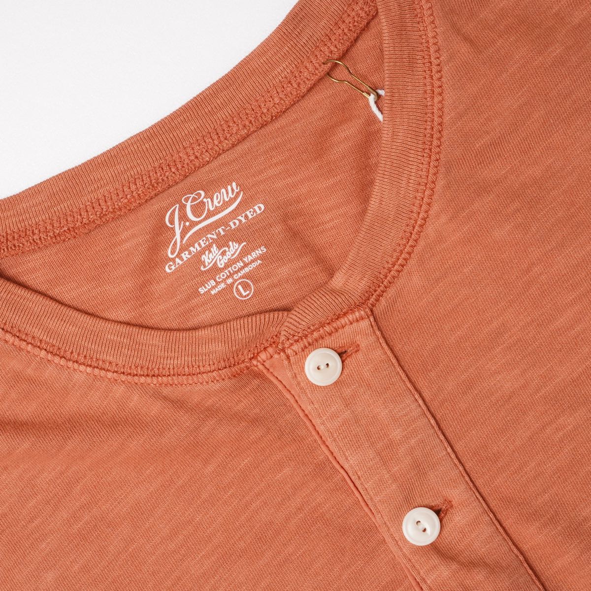 ジェークルー ガーメントダイ 後染めオレンジ ヘンリーネック Tシャツ J.CREW GARMENT-DYED ORANGE HENLEY-NECK T-SHIRT MENS