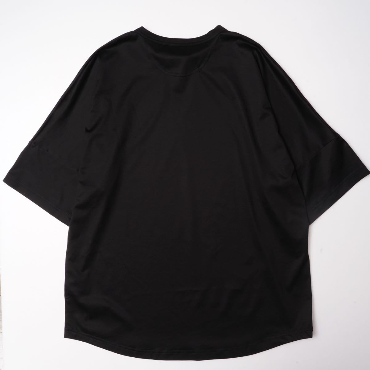 アドラーブル シルキー天竺 ビッグシルエット ドロップショルダー クルー Tシャツ ADOLUVLE BLACK CREW-NECK TEE DROP-SHOULDER