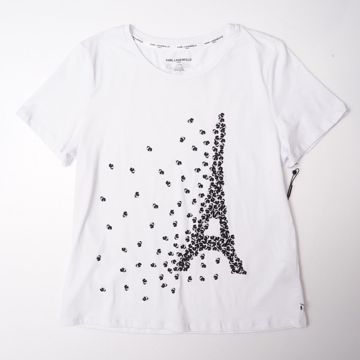 KARL LAGERFELD PARIS カールラガーフェルド ホワイト エッフェル塔 プリント Tシャツ WHITE EIFFEL TOWER PRINT TEE WOMEN