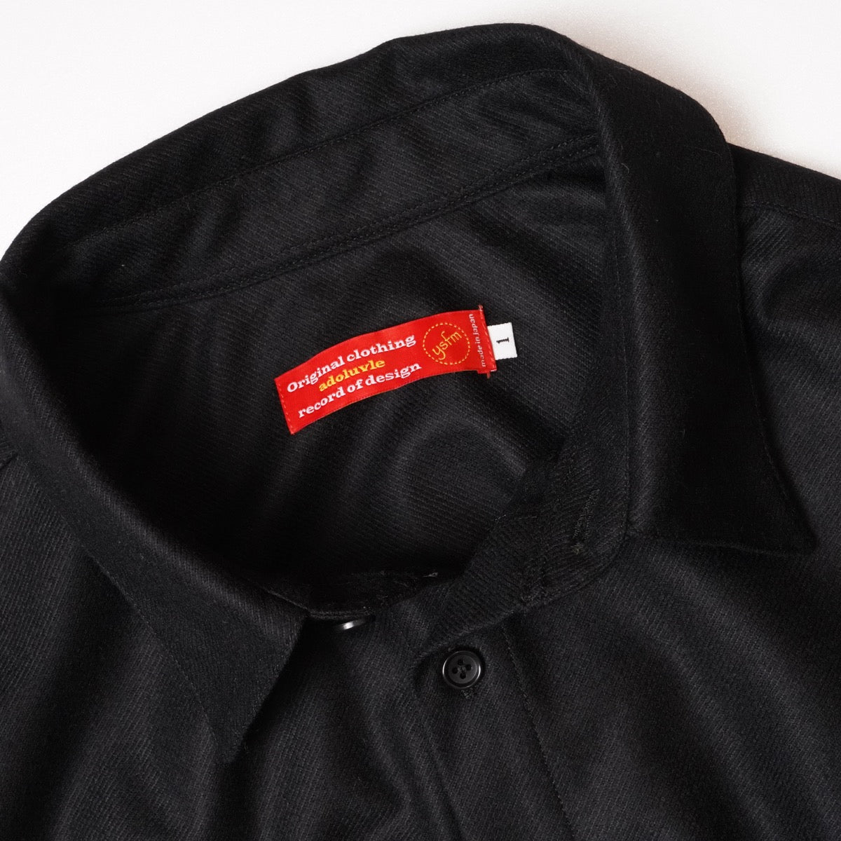 アドラーブル ブラック ウール ロングシャツ シャツワンピース ADOLUVLE ORIGINAL BLACK WOOL SHIRT-DRESS LONG SLEEVE DRESS