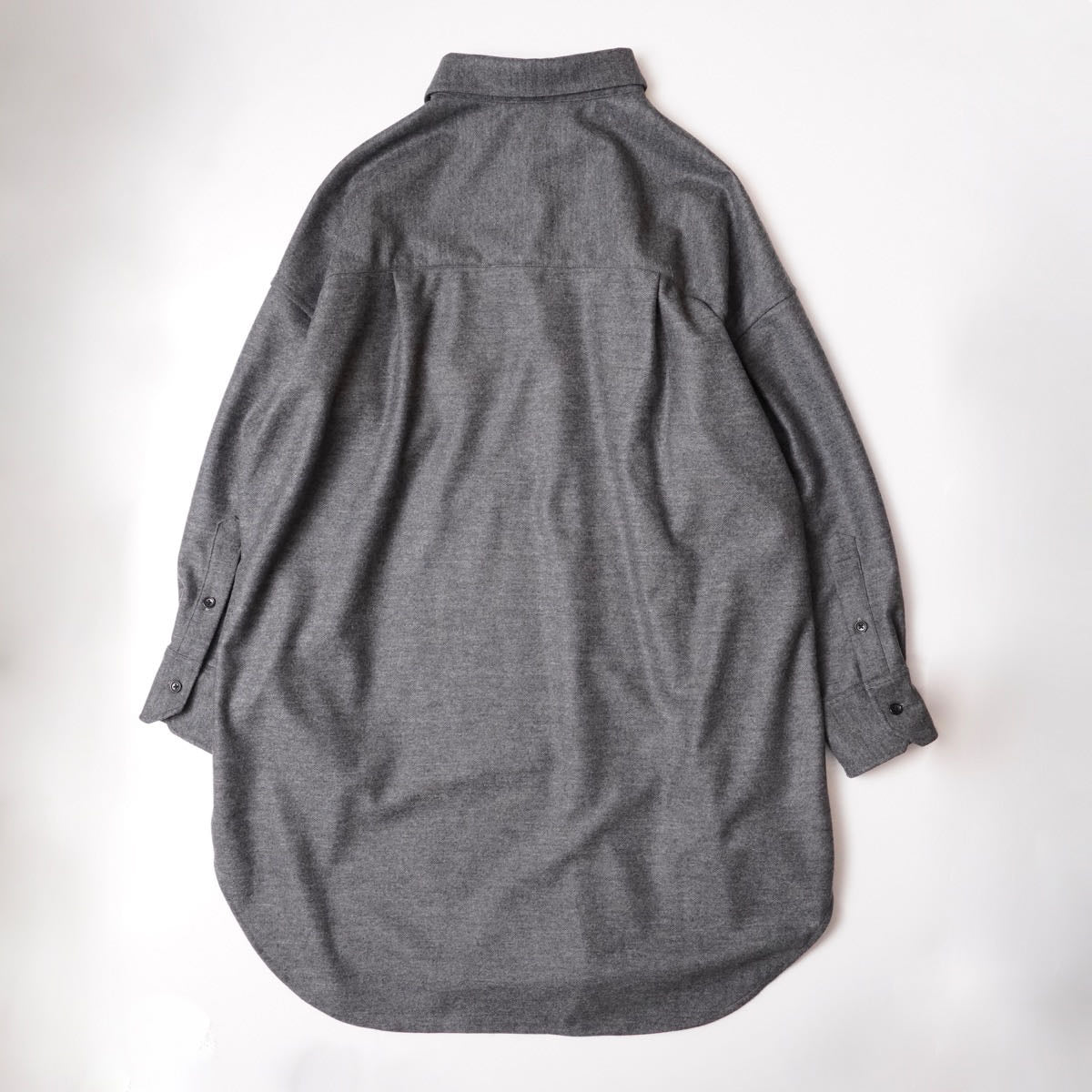 アドラーブル グレー ウール ロングシャツ シャツワンピース ADOLUVLE ORIGINAL GRAY WOOL SHIRT-DRESS LONG SLEEVE DRESS