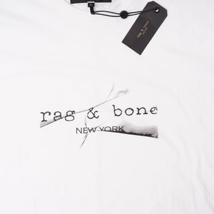 RAG&BONE ラグアンドボーン NEWYORK ホワイト クリンクルロゴ Tシャツ WHITE CRINKLE LOGO T-SHIRT MENS