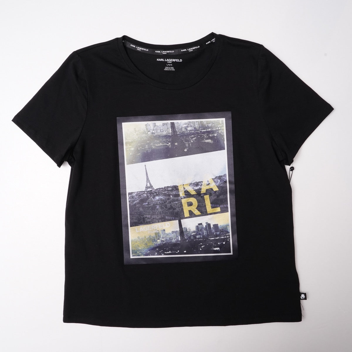 KARL LAGERFELD PARIS カールラガーフェルド ブラック パリ フォト プリント Tシャツ BLACK PARIS PHOTO PRINT TEE WOMEN