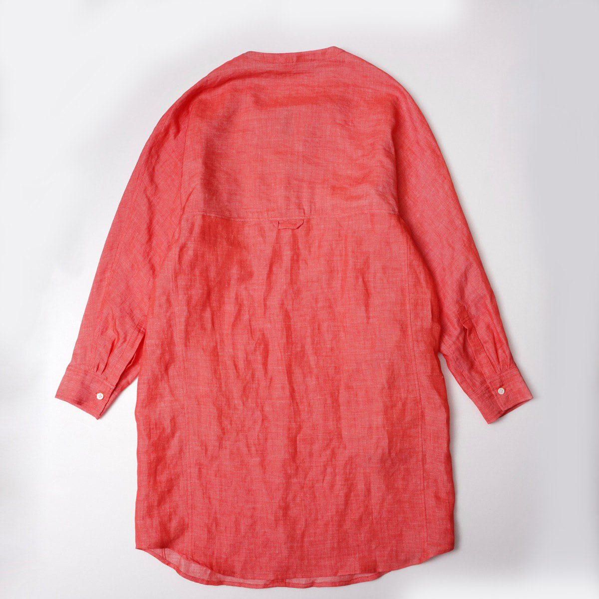 アドラーブル ピンクオレンジ リネン スキッパーワンピース ADOLUVLE ORIGINAL PINK-ORANGE LINEN LONG SLEEVE DRESS